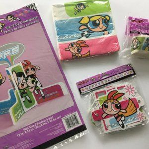 VINTAGE THE POWERPUFF GIRLS PARTY DECORATIONS & NAPKINS, STAND-UP CENTERPIECE